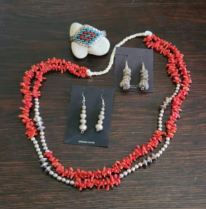Mediterranean Coral & Sterling Silver 2 strand necklace - Image 3